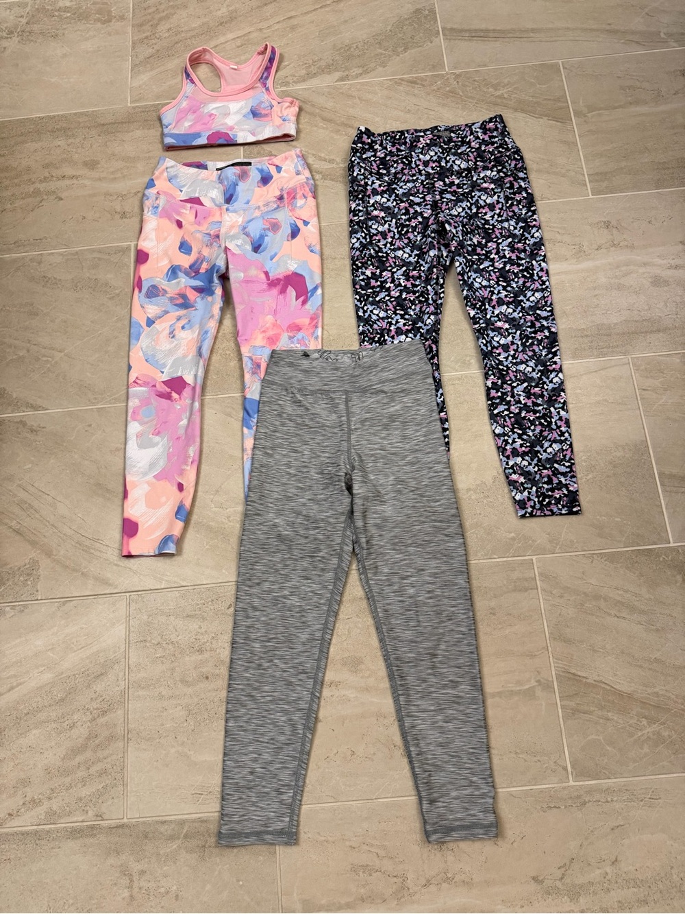Avia Pink Purple Blue Floral Girls' Leggings Set